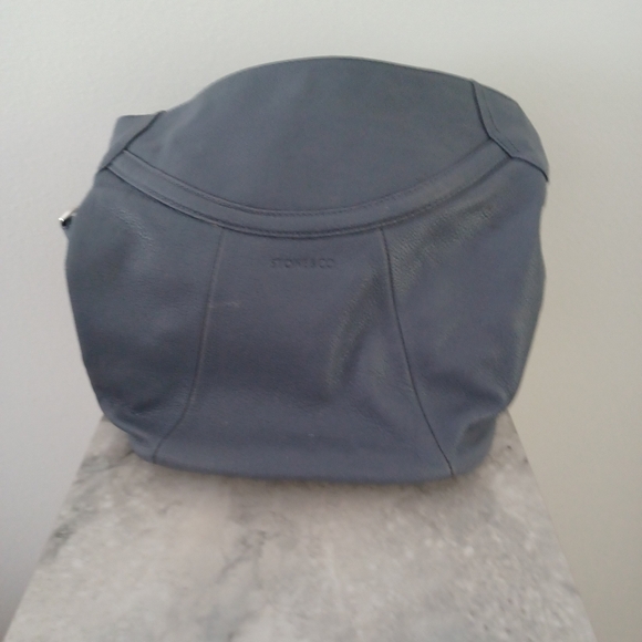Stone & Company Blue Gray Leather Bucket bag - Picture 3 of 7